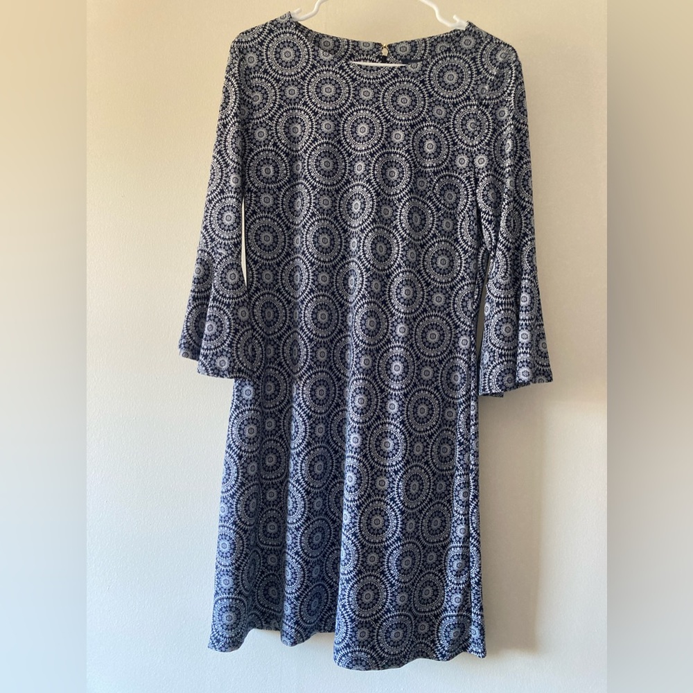 TOMMY HILFIGER One Piece Navy White Bell Sleeves Dress, size 8